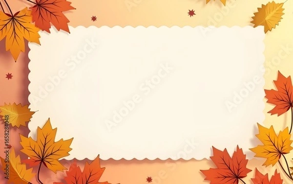 Fototapeta Blank card with fall leaves for your message or invitation. High quality