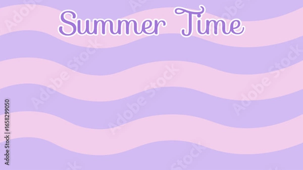 Fototapeta Soft purple background with wavy lines and summer time theme. Vector illustration. Suitable for events, prints, posters, etc.