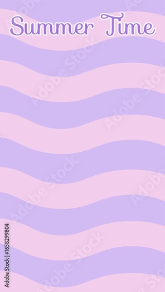 Fototapeta Soft purple vertical background with wavy lines and summer time theme. Vector illustration. Suitable for events, prints, posters, etc.