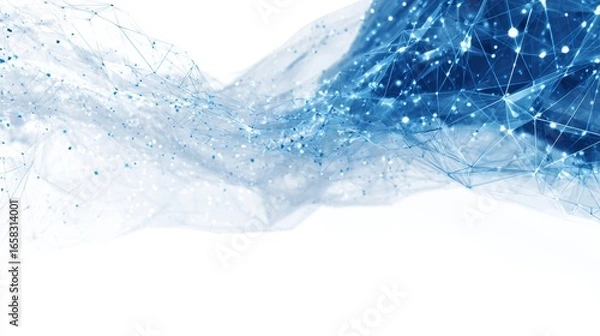 Obraz Abstract white and blue futuristic technology background with dynamic digital network connections, glowing circuit lines, modern data communication pattern, and high-tech innovation poster design