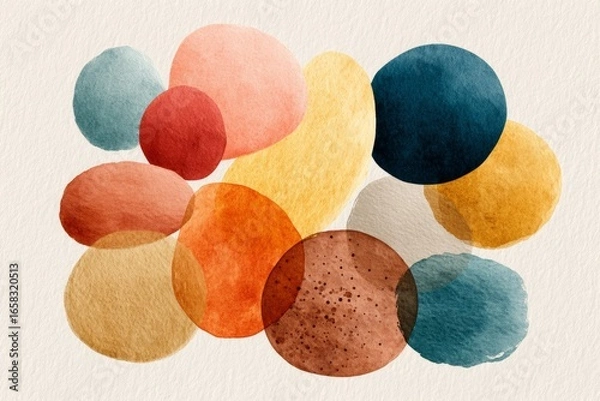 Fototapeta A painting of many different colored circles