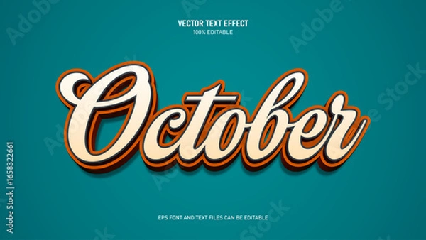 Fototapeta October 3d style editable text effect