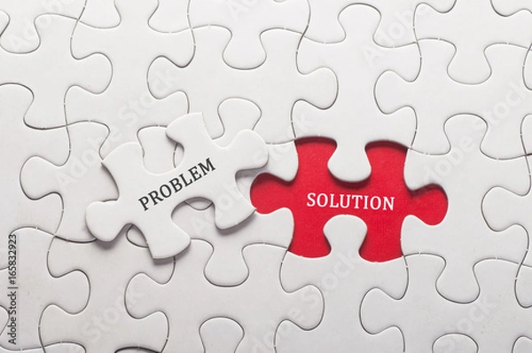 Obraz Puzzle with a word problem and solution.