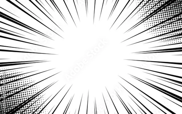 Fototapeta Comic style black sunburst background.