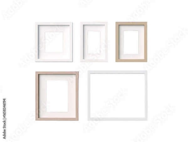 Fototapeta A row of white frames with a white background