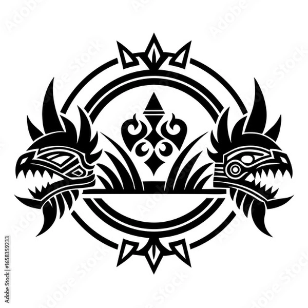 Fototapeta Tribal Borders vector clean black silhouette design white background
