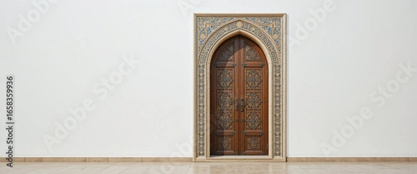 Fototapeta Clean Vector Illustration of Arabic Door with Symmetric Mosaic