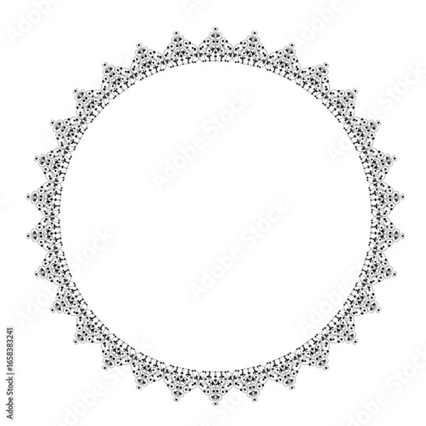 Fototapeta Black round vintage vector frame on a white background. eps10