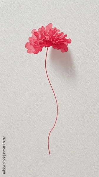 Fototapeta Minimalist red flower watercolor modern wall art botanical illustration