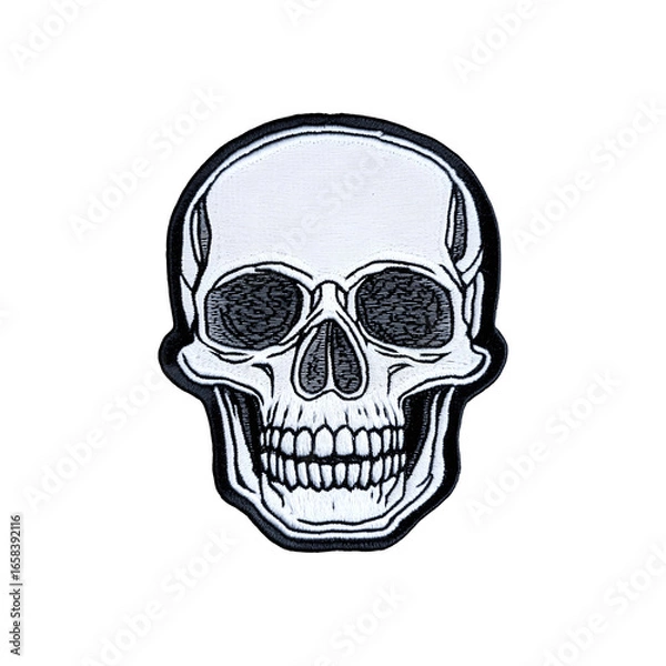 Obraz Skull embroidered patch badge with detailed stitching design