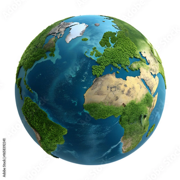 Fototapeta Realistic 3D Earth Globe Isolated Transparent PNG
