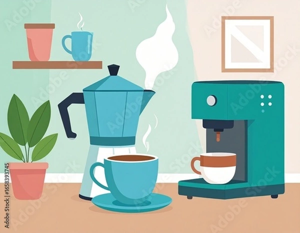 Obraz Custom AI Model
コーヒーメーカーとモカポット