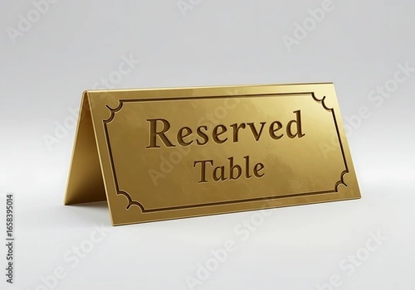 Fototapeta Elegant Golden Reserved Table Sign for Restaurant Wedding and Special Events Promotion and Marketing Material with Clean Background