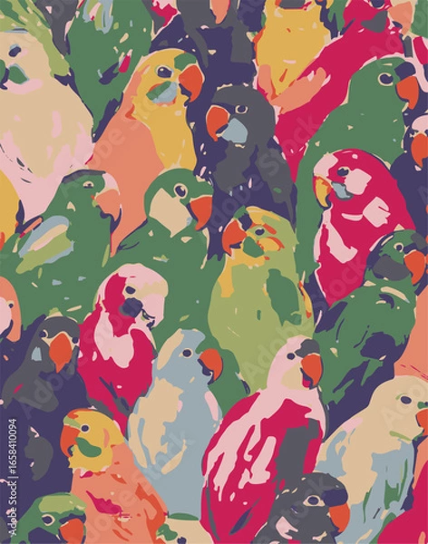 Fototapeta  birds seamless pattern. Vector art illustration.Design for fashion ,fabric,web,wallpaper and all prints,PARROT