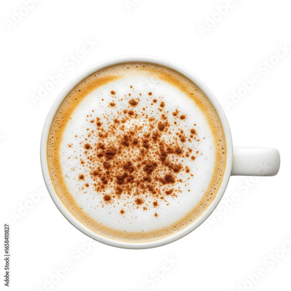 Obraz Delicious cappuccino with cinnamon powder isolated on transparent background