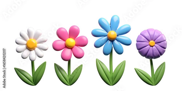 Fototapeta ceramic, vibrant, multi-colored, glossy, intricate, stylized, whimsical, playful, flower-shaped, 3D,