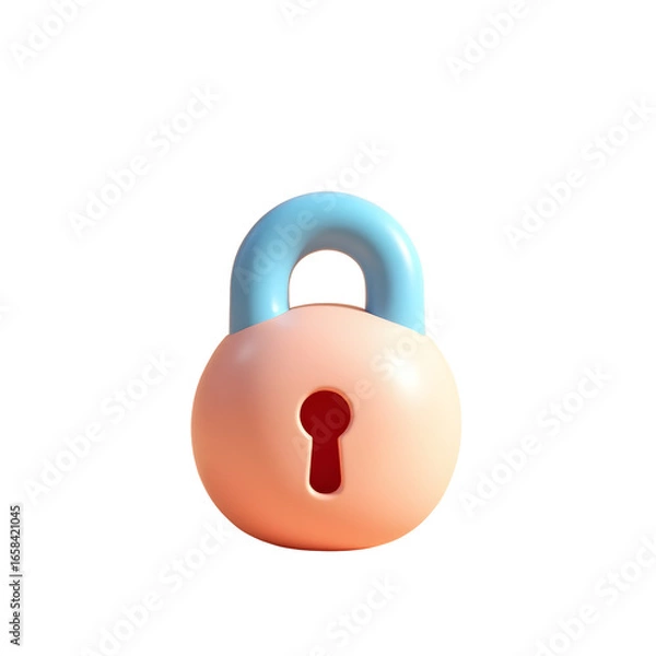 Fototapeta colorful, whimsical, pastel, 3d, minimalist, geometric, toy-like, padlock, lock, keyhole, playful, cute, innocent, childlike
