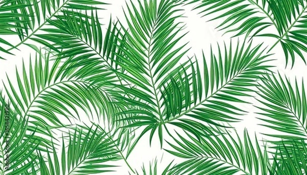 Fototapeta Tropical palm leaves pattern on white background.