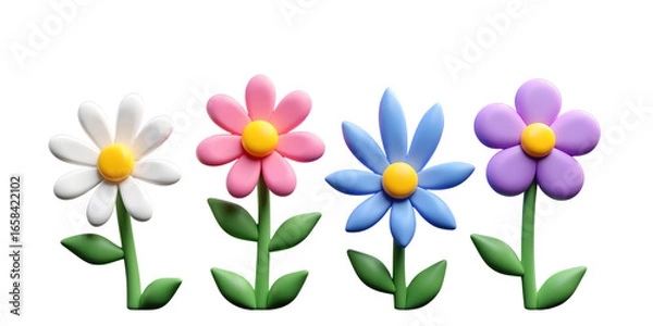 Fototapeta ceramic, vibrant, multi-colored, glossy, intricate, stylized, whimsical, playful, flower-shaped, 3D,