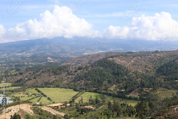 Fototapeta Decorative and colorful Colombian landscapes that showcase its architecture and culture