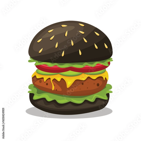 Fototapeta Burger vector set. Set of fast food illustration. Hamburger vector illustration. Fast Food Icons Set. Burger illustration. cheese burger illustration