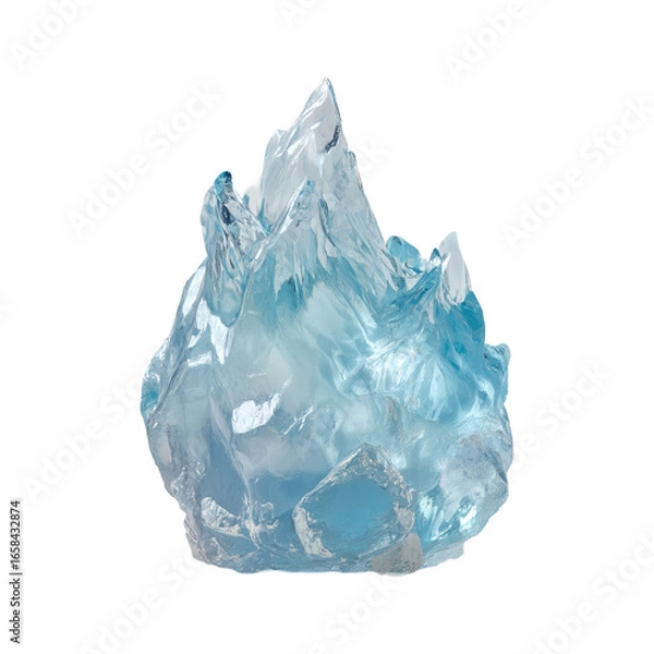 Obraz Translucent Blue Crystal Shard with Jagged Peaks and Smooth Texture on Transparent Background