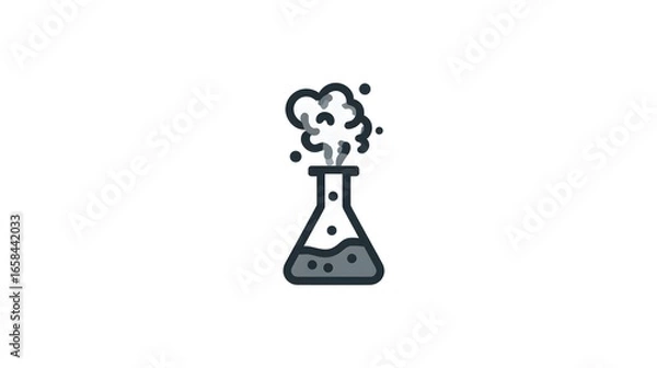 Fototapeta Meticulously Designed Science Experiment Icon with Chemical Reaction Smoke Emission in a Glass Beaker Rendered in Modern Vector Style