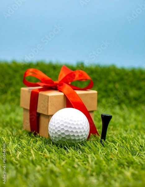 Fototapeta Golf gift on green grass (1)