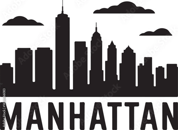 Fototapeta Manhattan Skyline Silhouette Vector on White Background