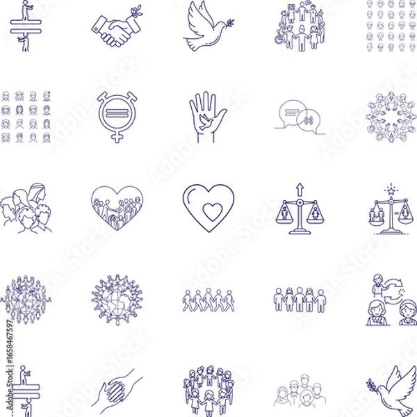 Obraz Diversity Icon Bundle, Line Art Icon Pack