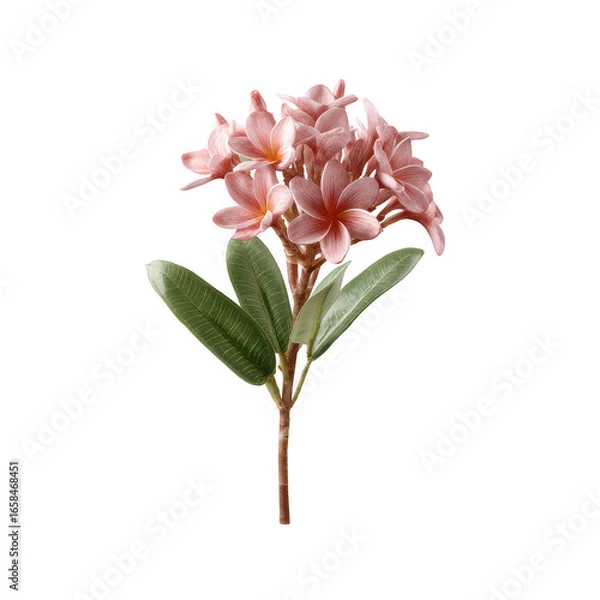 Fototapeta A beautiful bouquet of pink flowers with lush green leaves, perfect for enhancing any floral arrangement or design project. Ideal for backgrounds or decorative compositions.