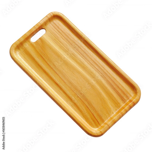 Fototapeta A beautiful wooden phone case showcasing natural wood grain patterns, perfect for adding a touch of elegance and style to your smartphone while providing protection.