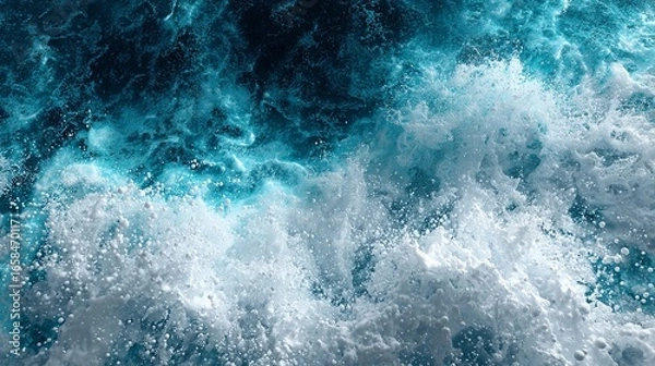 Fototapeta Teal and White Abstract Watercolor Texture: Celestial Swirls Background