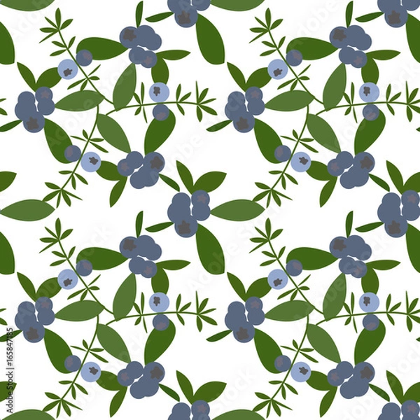 Fototapeta Blueberries vector seamless pattern.