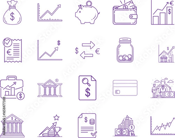 Obraz Personal Finance Icon Bundle, Line Art Icon Pack