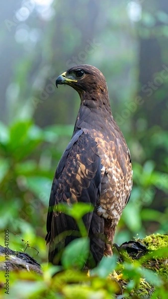 Fototapeta Hawk in a misty forest