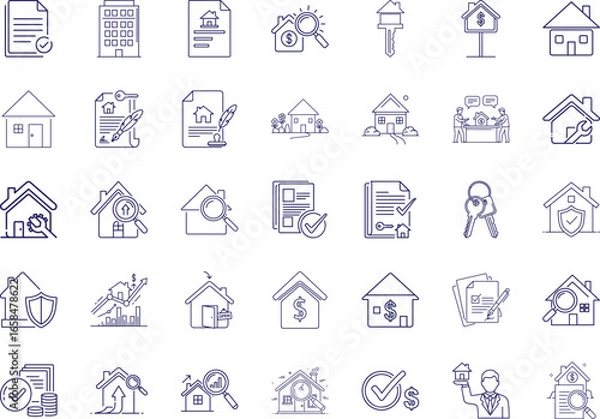 Obraz Real Estate Icon Bundle, Line Art Icon Pack