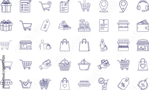 Obraz Shopping Icon Bundle, Line Art Icon Pack