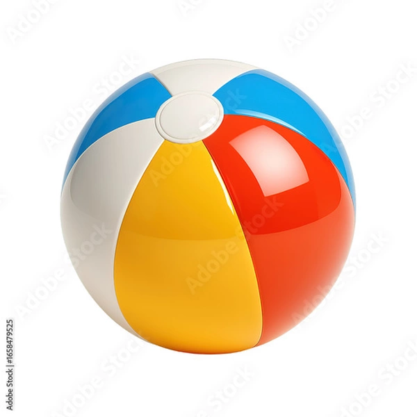 Obraz Vibrant Colorful Beach Ball isolated on a Transparent Background. Generative AI