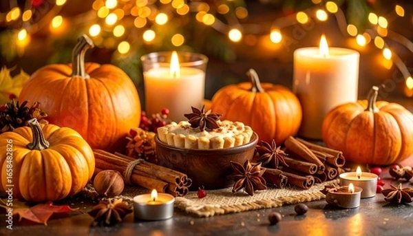 Fototapeta Pumpkin Pie Spice. A warm, cozy blend of cinnamon, nutmeg, ginger, and cloves — the signature flavor of fall in the U.S. Used in lattes, pies, oatmeal, and baking.