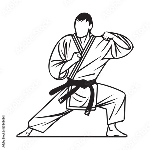Obraz minimalist judo karate taekwondo line art icon logo symbol vector illustration on white background