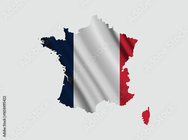 Fototapeta National France flag in geographical map shape. France flag and map