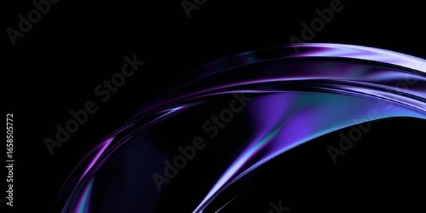 Obraz Abstract glass shape with neon reflections, 3d render