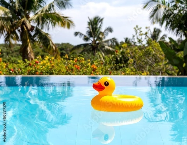 Fototapeta Inflatable duck in pool