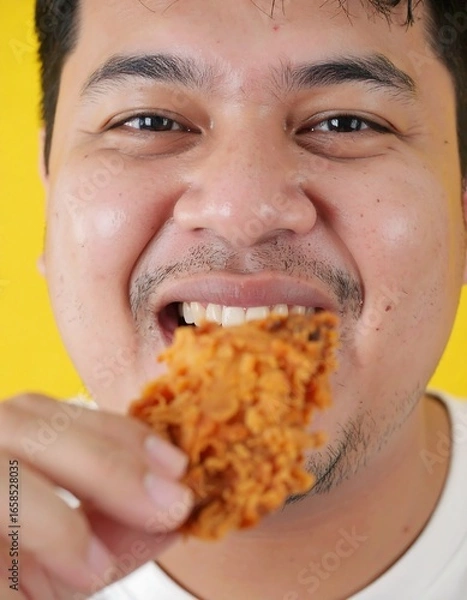 Fototapeta Man eating fried chicken (2)