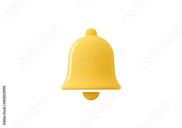 Fototapeta Yellow 3D Bell Notification Icon Alert, Reminder, Signal