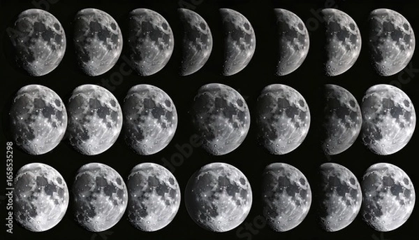 Fototapeta Lunar Phases Sequence