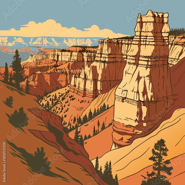 Fototapeta Bryce canyon national park landscape with rock formations and scenic view