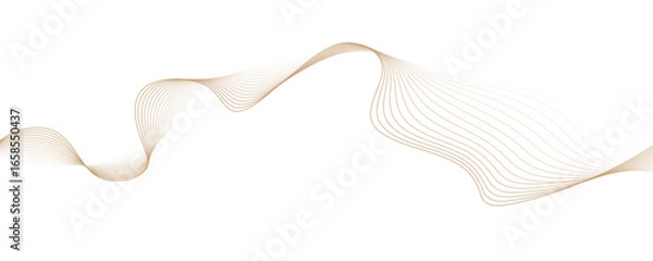 Fototapeta Minimal abstract background with gold color curved lines and elegant wave pattern design. Digital energy waves technology concept modern backdrop design for business, presentation, banner.