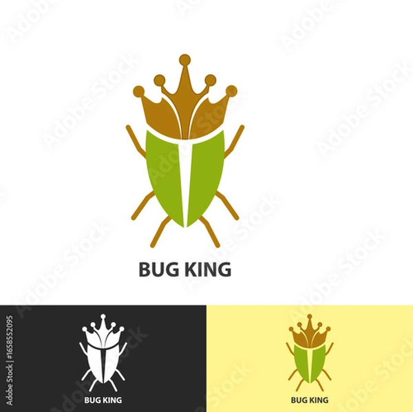 Obraz Bug King Logo Design with Crowned Insect Mascot